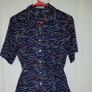 Navy Modcloth Frock Shop Pencil Shirt Dress